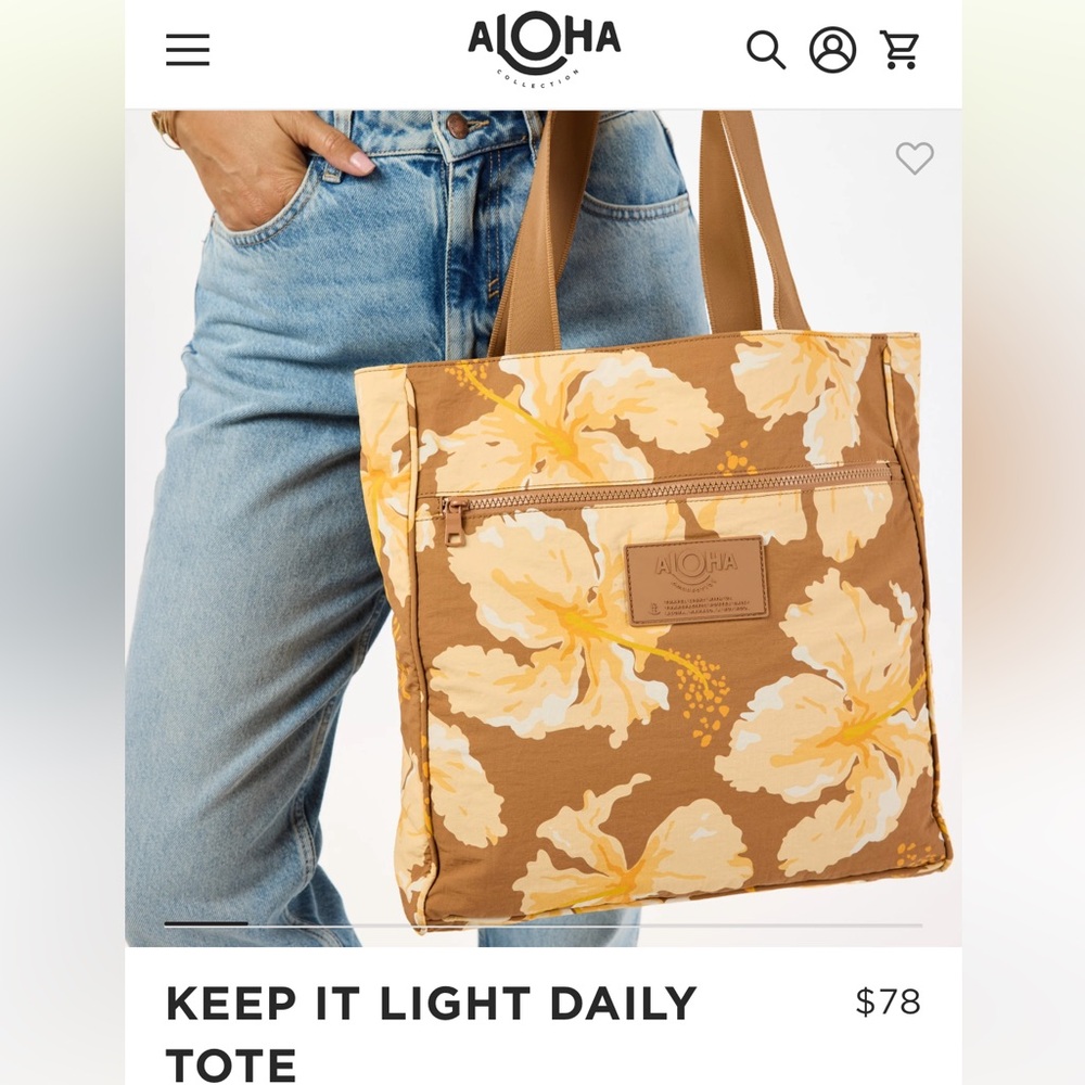 ALOHA Collection Tan and Cream Hibiscus Tote